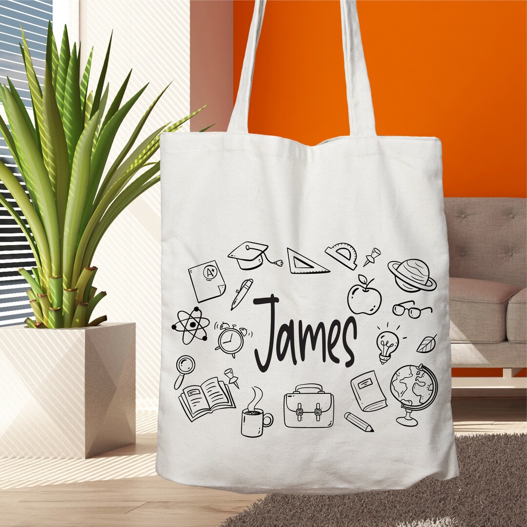 Personalized Tote Bags School Supplies Back to School Etsy UK