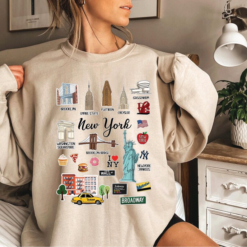 Unisex NYC Landmarks Tee: Iconic City Spirit, Soft Cotton Blend, Durable Stitch image 6
