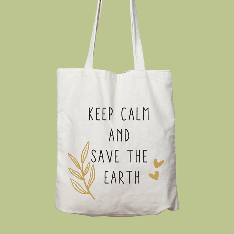 Keep Calm and Save The Earth Canvas Tote Bag Inspirational | Etsy