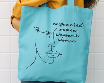 Empowered Women Cotton Canvas Tote Bag: Feminist Gift