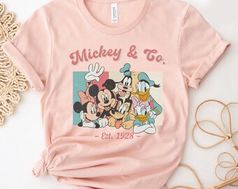 chemise vintage Mickey Mouse pour les vacances en famille, t-shirt unisexe en coton doux