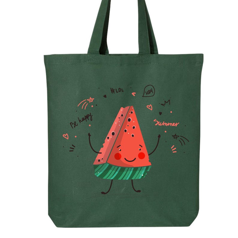 Watermelon Tote Bag: 100% Cotton Canvas, Fruit Pattern image 6