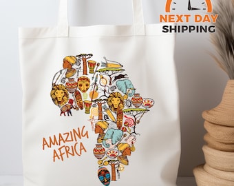 Africa Map Tote Bag, African Dancers, Canvas Tote Bag, Trending Tote Bag, Aesthetic Tote Bag, Cute Tote Bag, Gift for Her, Africa Tote Bags