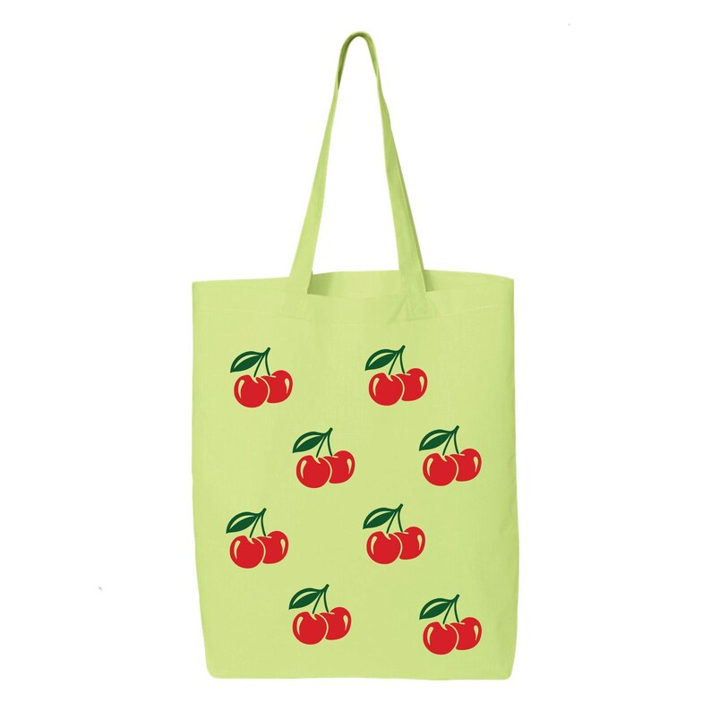 Cherry Print Tote Bag: Eco-Friendly Cotton Canvas Shopping Bag image 4