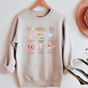 Retro 'It's Okay To' Graphic Tee: Motivational Mental Health Shirt image 6