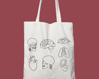 Katoenen draagtas menselijke anatomie: cadeau voor medische student