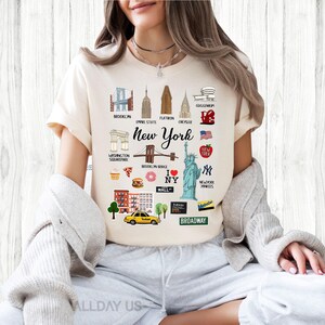 Unisex NYC Landmarks Tee: Iconic City Spirit, Soft Cotton Blend, Durable Stitch image 8