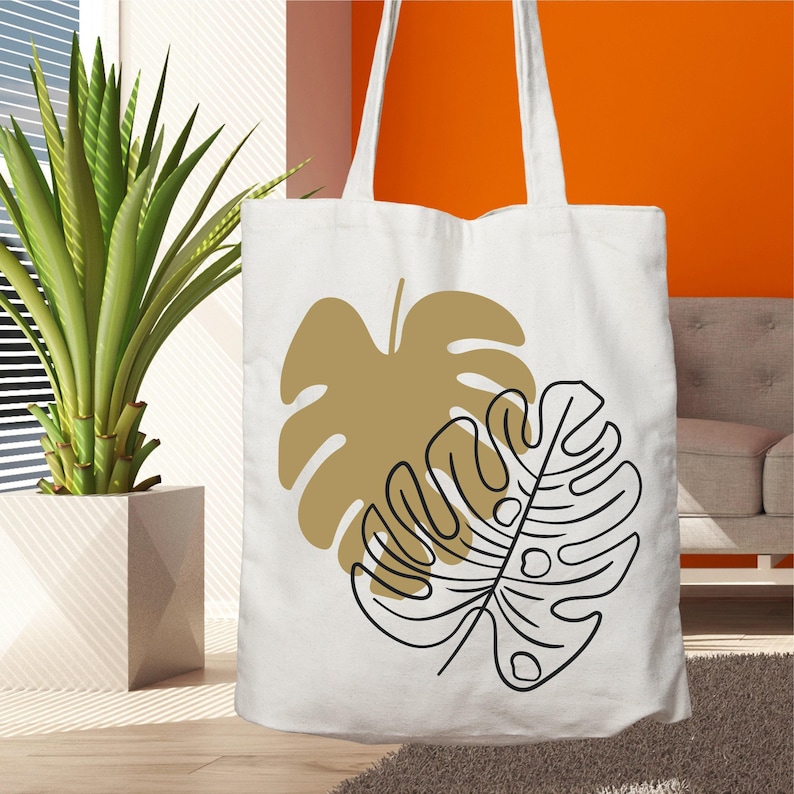 Botanical Leaf Tote Bag: Eco-Friendly Cotton Canvas image 3
