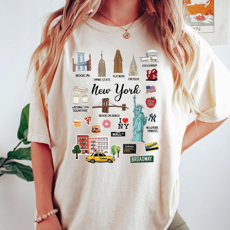 Unisex NYC Landmarks Tee: Iconic City Spirit, Soft Cotton Blend, Durable Stitch image 3