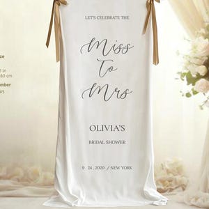 Personalized Fabric Bridal Shower Welcome Sign: Floral Banner Miss to Mrs. Sign