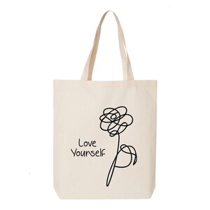 Love Yourself Cotton Tote Bag - BTS Inspired Design image 2