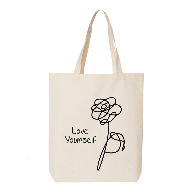 Love Yourself Cotton Tote Bag - BTS Inspired Design image 2