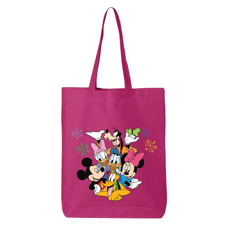 Bolso de mano del 50 aniversario de Disney con el Castillo de Mickey Mouse, bolso de regalo navideño, diseño festivo (tamaño mediano y grande, lona de algodón resistente) imagen 4