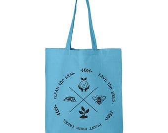 Save The Bees Baumwolltasche mit Motiv: Bäume pflanzen, saubere Meere