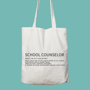 School Counselor Tote Bag, Friendly Bag, Shopping Bag, Book Bag, Gift For Her, Cotton Tote Bag, Teacher Gifts, School Staff, Book Tote Bag