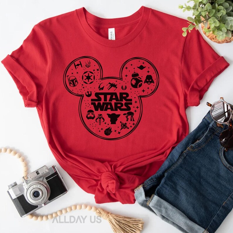 Koszulka z motywem Star Wars: Mickey Death Star: Retro Disney Mashup, mieszanka bawełny, krój unisex | Materiał wstępnie skurczony, prezent dla fanów science fiction zdjęcie 5