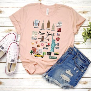 Unisex NYC Landmarks Tee: Iconic City Spirit, Soft Cotton Blend, Durable Stitch image 4