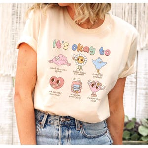 Retro 'It's Okay To' Graphic Tee: Motivational Mental Health Shirt image 2