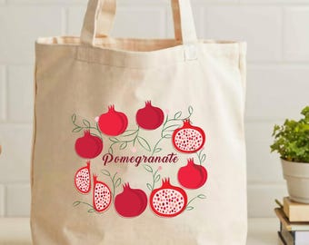 Pomegranate Cotton Canvas Tote Bag: Eco-Friendly Market Bag