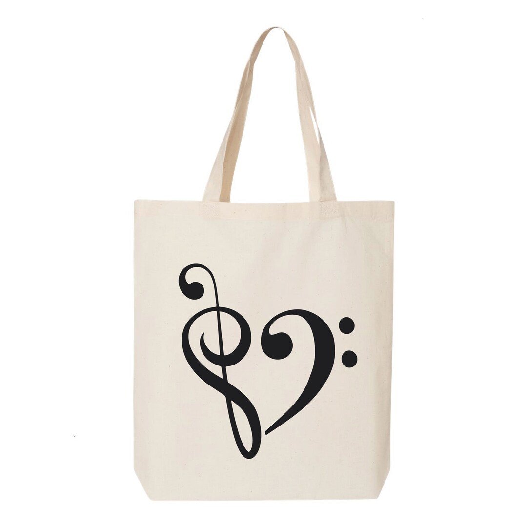 Clef Music Notes Bag, Music Tote Bag, Music Teacher Gift, Cotton Tote