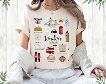 London England landmärken skjorta: Storbritannien souvenir resepresent