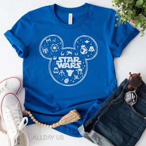 Koszulka z motywem Star Wars: Mickey Death Star: Retro Disney Mashup, mieszanka bawełny, krój unisex | Materiał wstępnie skurczony, prezent dla fanów science fiction zdjęcie 3