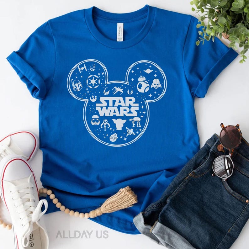 Koszulka z motywem Star Wars: Mickey Death Star: Retro Disney Mashup, mieszanka bawełny, krój unisex | Materiał wstępnie skurczony, prezent dla fanów science fiction zdjęcie 3