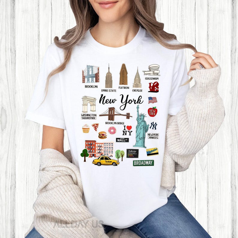 Unisex NYC Landmarks Tee: Iconic City Spirit, Soft Cotton Blend, Durable Stitch image 2
