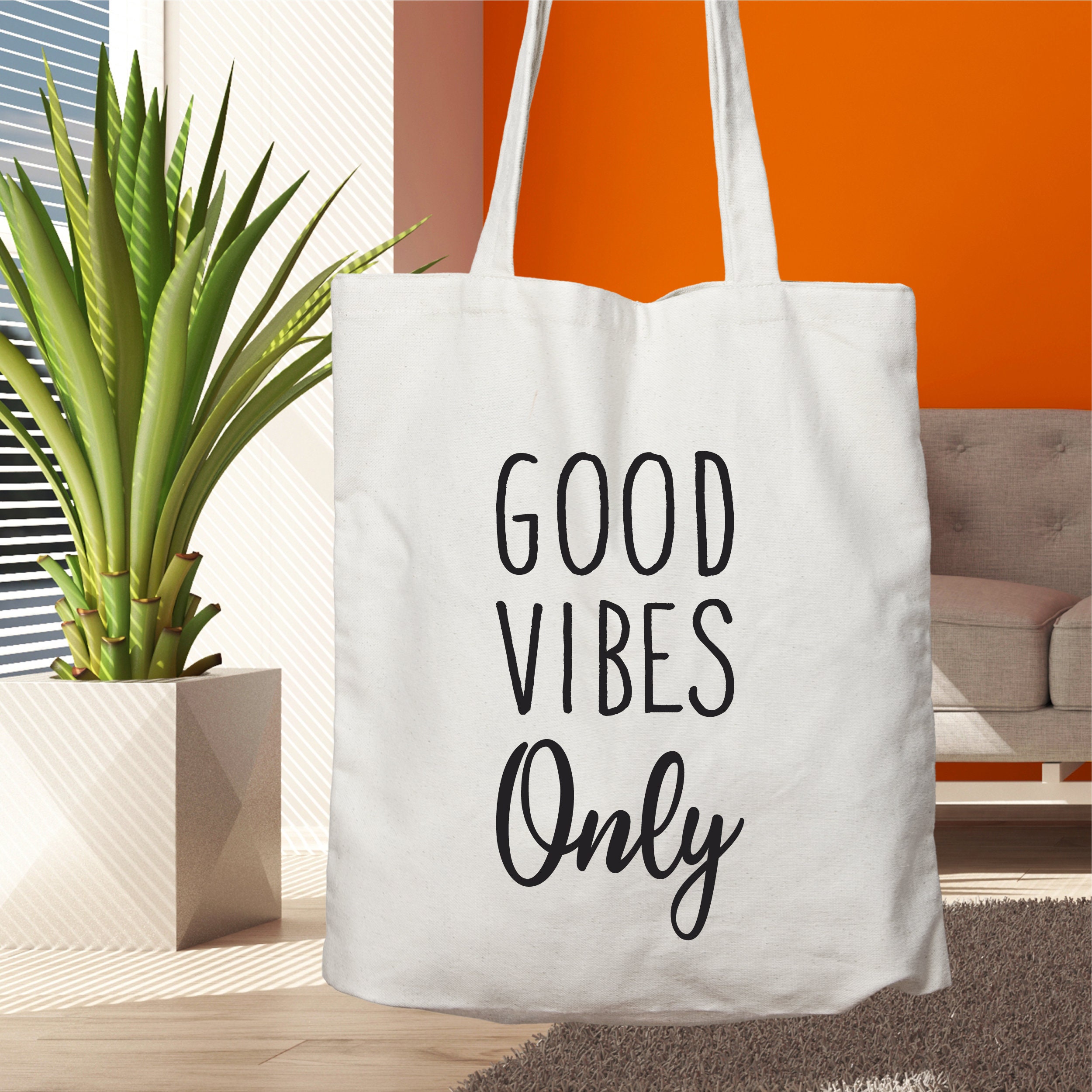 Good Vibes Only Tote Bag Positive Vibes Shopping Bag Etsy
