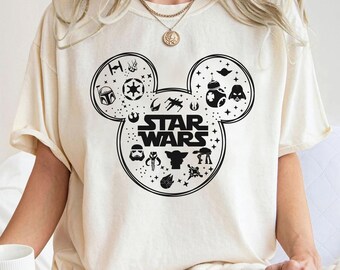 Star Wars Shirt Vintage Mickey Death Star: Retro Disney Mashup Tee, Cotton Blend, Unisex Fit | Pre-Shrunk Material, Sci Fi Fans Gift