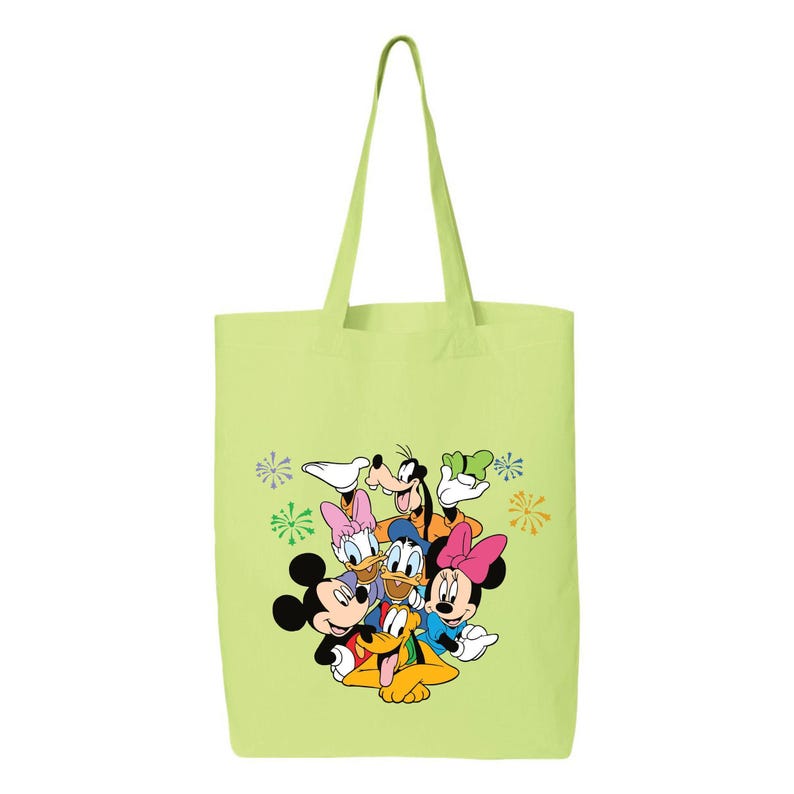 Bolso de mano del 50 aniversario de Disney con el Castillo de Mickey Mouse, bolso de regalo navideño, diseño festivo (tamaño mediano y grande, lona de algodón resistente) imagen 3