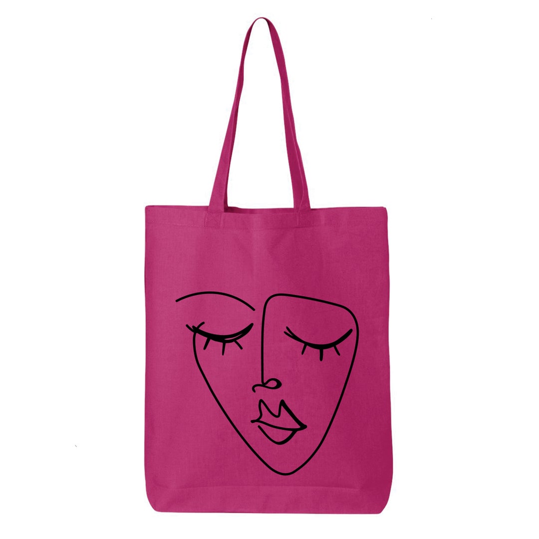 One Line Face Tote Bag, Grocery Bag, Shopping Bag, Friendly Bag, Art ...
