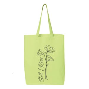 Still I Rise Cotton Tote Bag: Maya Angelou Poem, Wildflower Design image 3