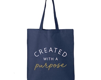 Christian Quote Canvas Tote Bag: Trendy Cotton Shoulder Bag