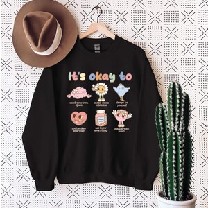 Retro 'It's Okay To' Graphic Tee: Motivational Mental Health Shirt image 7