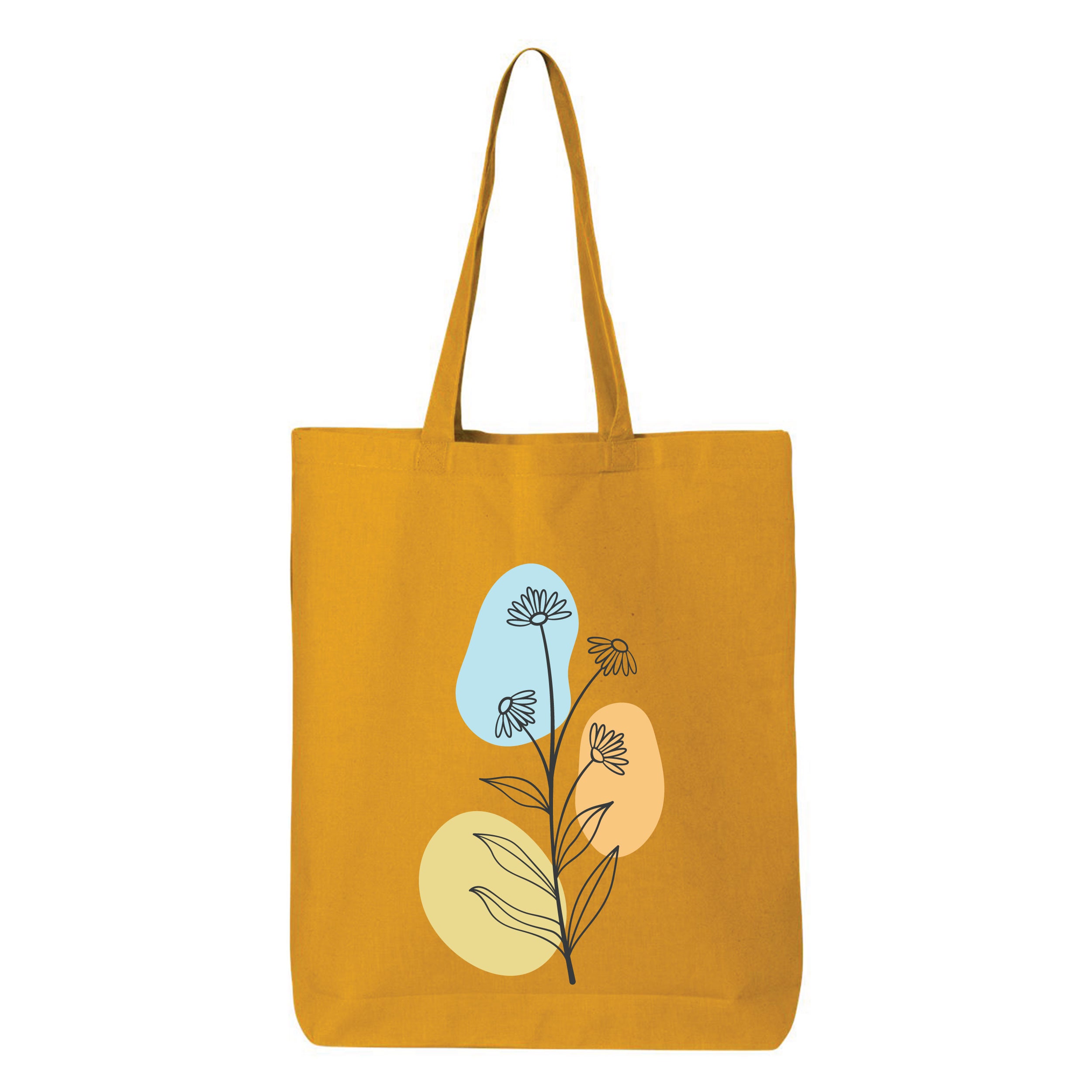 Yellow 'Grow' Organic Cotton Canvas Tote Bag With Daisy Design