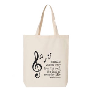 Music Quote Tote Bag: Musician Gift, Cotton Canvas