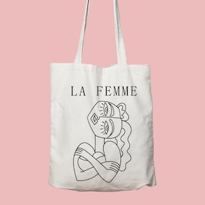 La Femme トートバッグ、ショッピングバッグ、フェミニストトート、ショルダーバッグ、彼女へのギフト、食料品バッグ、フレンドリーバッグ、レディーストートバッグ、未来は女性
