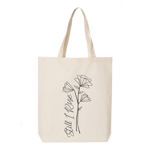 Still I Rise Cotton Tote Bag: Maya Angelou Poem, Wildflower Design image 2