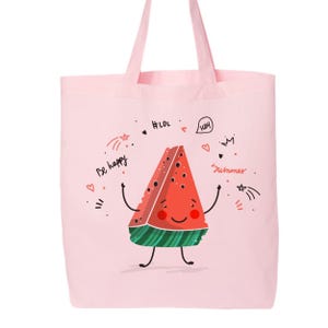 Watermelon Tote Bag: 100% Cotton Canvas, Fruit Pattern image 5