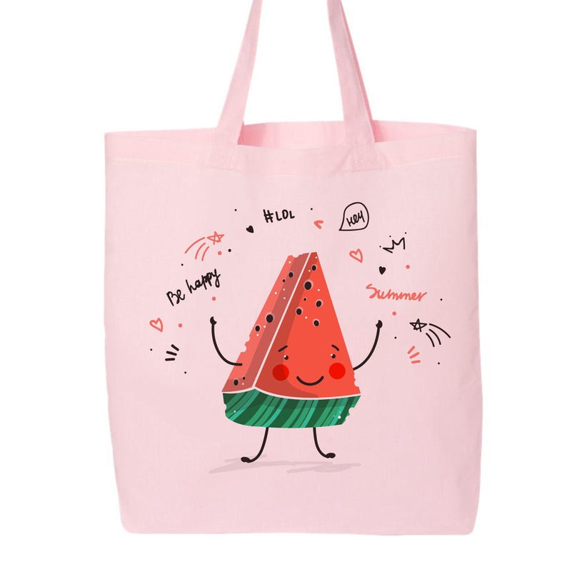 Watermelon Tote Bag: 100% Cotton Canvas, Fruit Pattern image 5