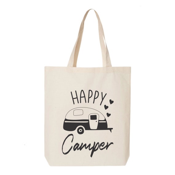 Happy Camper Tote Bag Shopping Bag Wanderlust Explore | Etsy