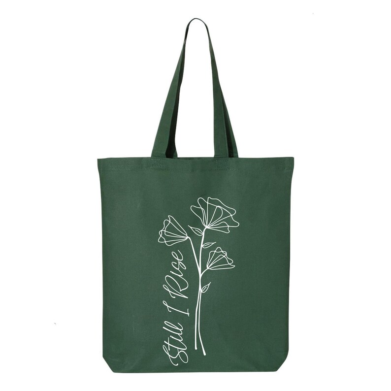 Still I Rise Cotton Tote Bag: Maya Angelou Poem, Wildflower Design image 7