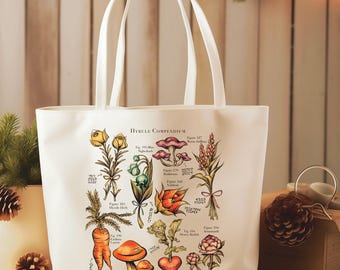 Zelda Hyrule Plants Tote Bag: Large Cotton Canvas