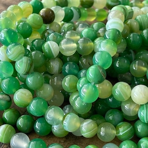8mm Green Sardonyx Bead Strands