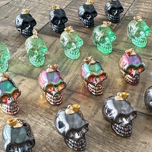 Halloween Skull Pendant - K9 Electroplated Glass