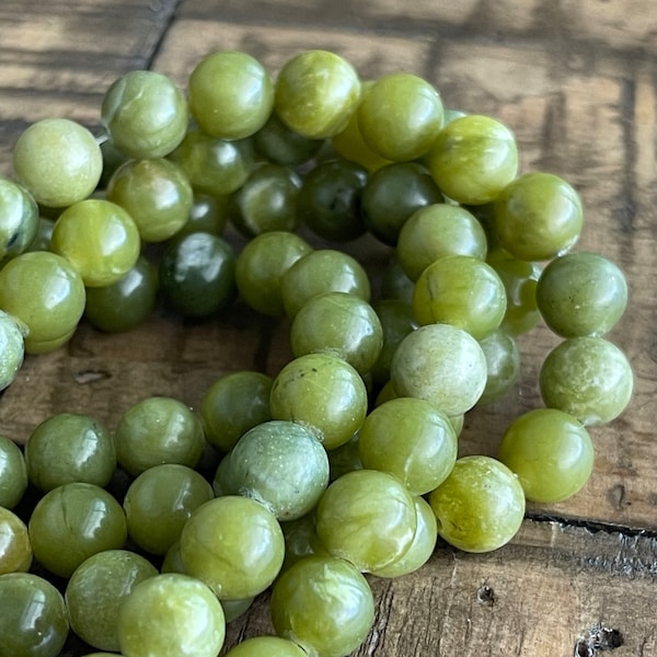 Natural Green Peridot Bead Strands - 6mm 8mm Round