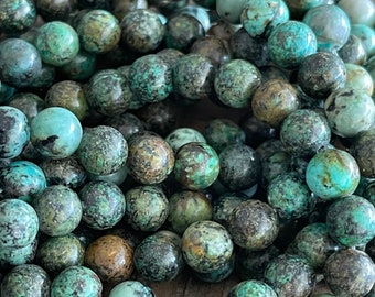 African Turquoise Round Bead Strand - 4mm - 6mm - 8mm