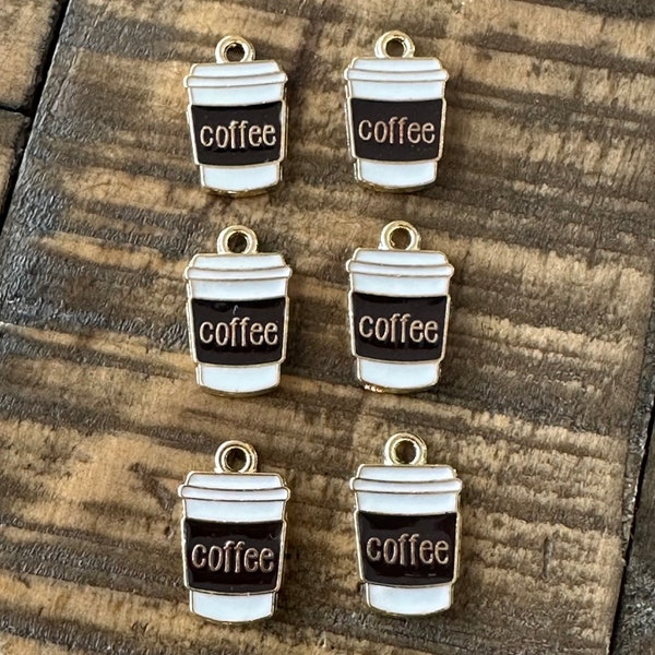 10pc Coffee Cup Charms for Jewelry Making - Bracelet Making - Coffee Lover