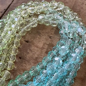 4mm Lime Green Ombre Faceted Round Glass Beads - 32 Facets